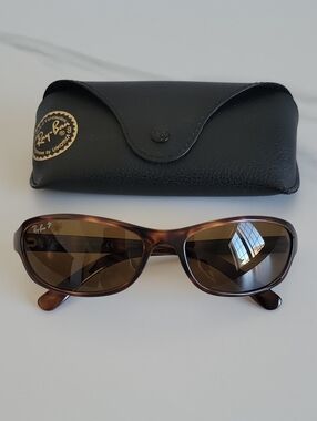 Ray-Ban RB4076 Sleek Glossy Tortoise Polarized Sunglasses